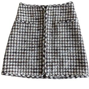 Sandro Brown & Cream Houndstooth Mini Skirt